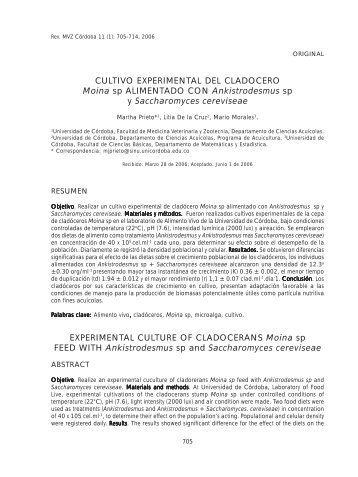 Cultivo experimental del cladocero Moina sp alimentado con ...