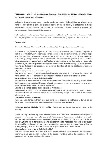 Leer testimonios - Instituto Profesional - La Araucana