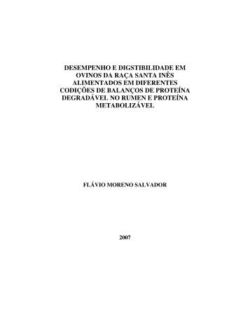 desempenho e digstibilidade em ovinos da raça santa inês ... - Ufla