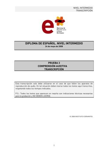 Ejemplo B2.Transcripción de la prueba de Interpretación de textos ...