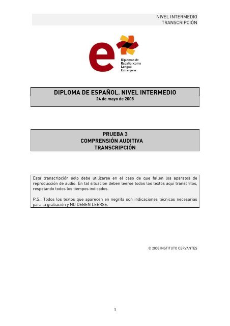 Ejemplo B2.Transcripción de la prueba de Interpretación de textos ...