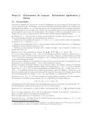 Tema 2.- Extensiones de cuerpos. Extensiones algebraicas y finitas