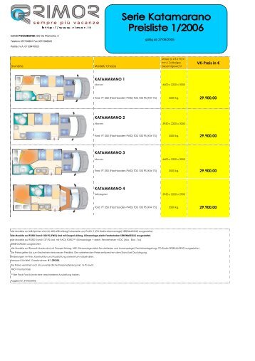 LISTINI RIMOR N.1 2005-2006 PUBBLICO GERMANIA - Reisemobil ...