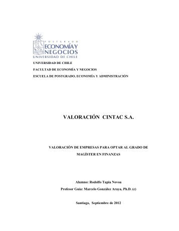 VALORACIÓN CINTAC S.A. - DIM - Universidad de Chile