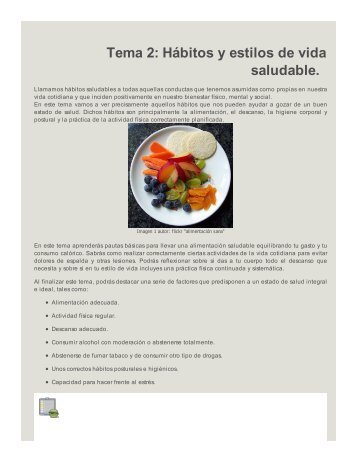 Tema 2: Hábitos y estilos de vida saludable.