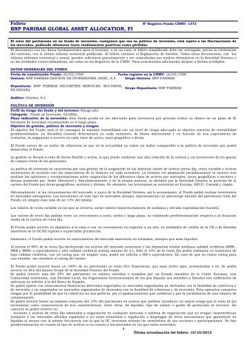 Folleto Informativo - BNP Paribas Wealth Management