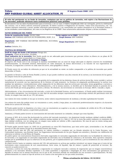 Folleto Informativo - BNP Paribas Wealth Management