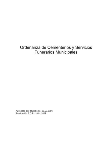 Ordenanza de Cementerios y Servicios Funerarios Municipales