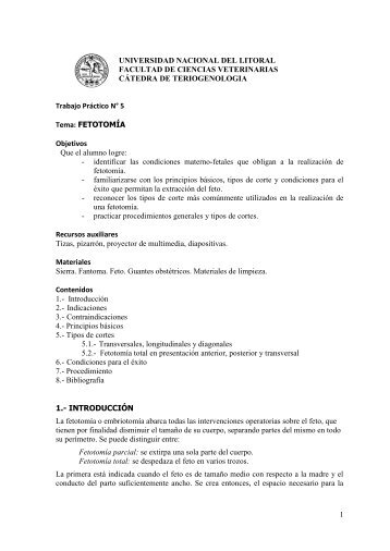 FETOTOMIA (embriotomía) - Facultad de Ciencias Veterinarias ...