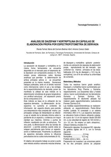 análisis de diazepam y nortriptilina en cápsulas de elaboración ...