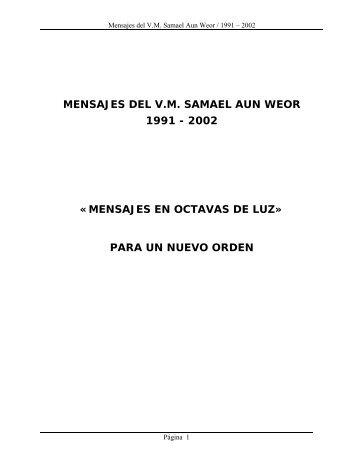 MENSAJES DEL V.M. SAMAEL AUN WEOR 1991 - 2002 ...