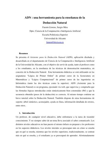 ADN : una herramienta para la enseñanza de la Deducción Natural