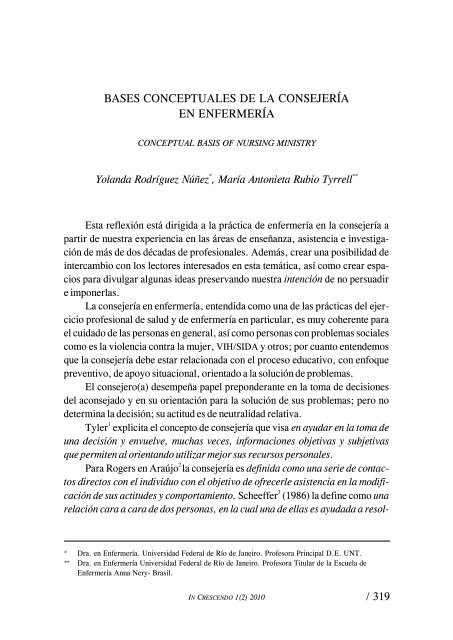 319 bases conceptuales de la consejería en ... - Revista Peruana