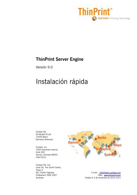 ThinPrint Server Engine Instalación rápida (Spanish, español)