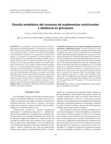 Estudio estadístico del consumo de suplementos ... - SciELO