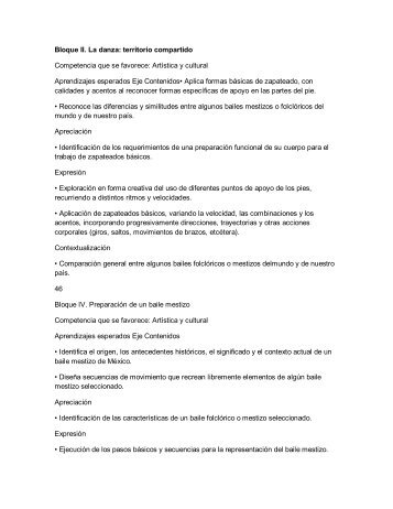 Bloque II. La danza: territorio compartido Competencia que se ...