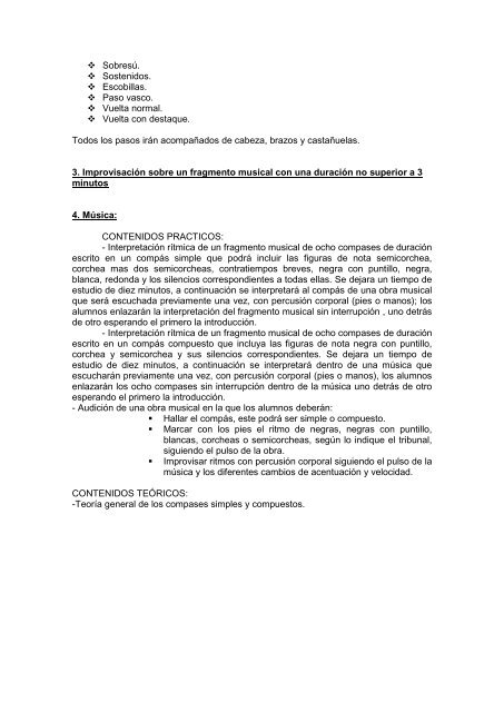 Pruebas de Acceso, Enseñanzas profesionales, Danza ... - Ribadanza