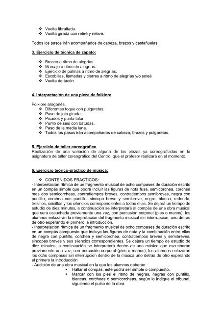 Pruebas de Acceso, Enseñanzas profesionales, Danza ... - Ribadanza