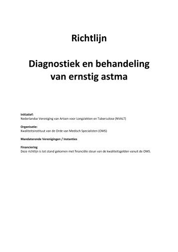 Richtlijn Diagnostiek en behandeling van ernstig astma