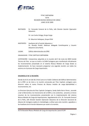 inconvenientes y soluciones con muisca modulo de carga - Fitac