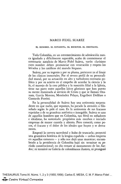 Marco Fidel Suárez - Centro Virtual Cervantes