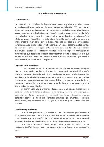 LA POESÍA DE LOS TROVADORES.pdf - Colegio San Juan Bosco