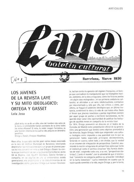 lIurc{»lonu, :\Iurzo 1950 LOS JóVENES DE LA REVISTA LAYE Y SU ...