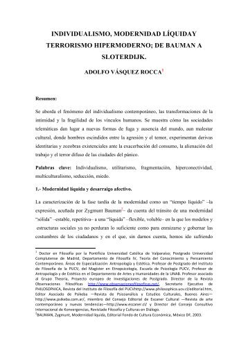 Individualismo, modernidad líquida y terrorismo hipermoderno