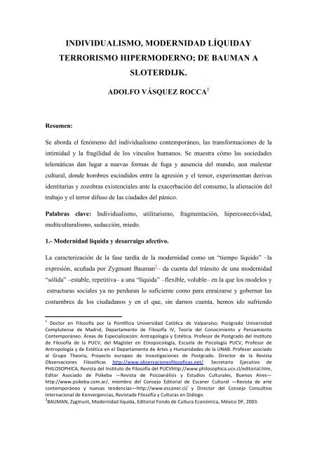 Individualismo, modernidad líquida y terrorismo hipermoderno