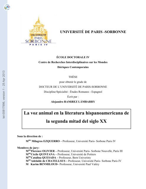 La Voz Animal En La Literatura Hispanoamericana De La Segunda
