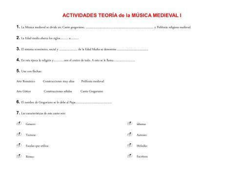 ACTIVIDADES TEORÍA de la MÚSICA MEDIEVAL I 1.