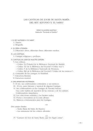 4. Las cantigas de loor de Santa María del rey Alfonso X "el Sabio"