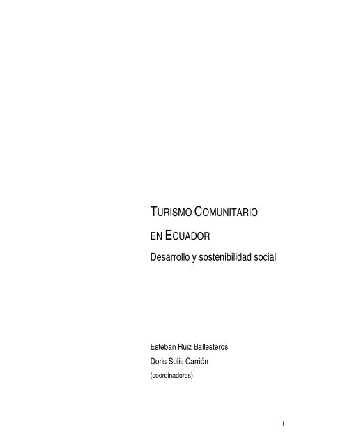 Turismo Comunitario En Ecuador Desarrollo Y Turismo Comunitario En Ecuador Desarrollo Y