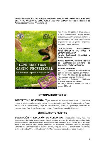 Bajarse el programa del curso en formato PDF - Bienvenido a K9 ...