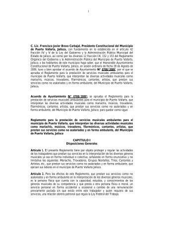 Reglamento para la Prestacion de Servicios Musicales, en Puerto ...