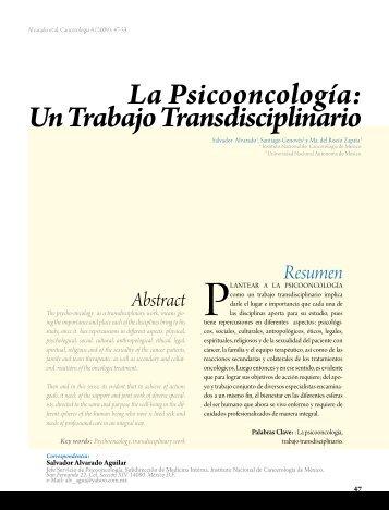 La Psicooncología: Un Trabajo Transdisciplinario - Instituto ...