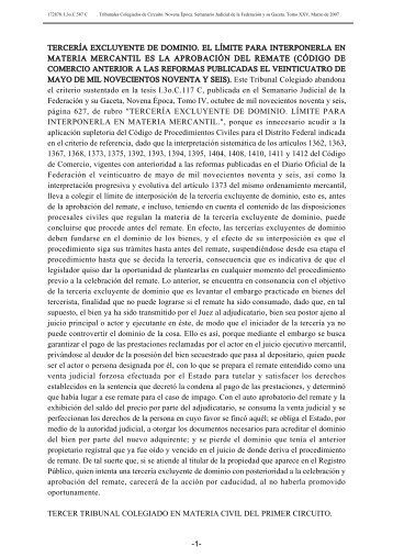 tercería excluyente de dominio. el límite para interponerla en ...