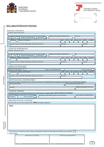 Reclamación previa tercería-C... - Seguridad Social