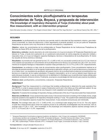 Conocimientos sobre picoflujometría en terapeutas ... - asoneumocito