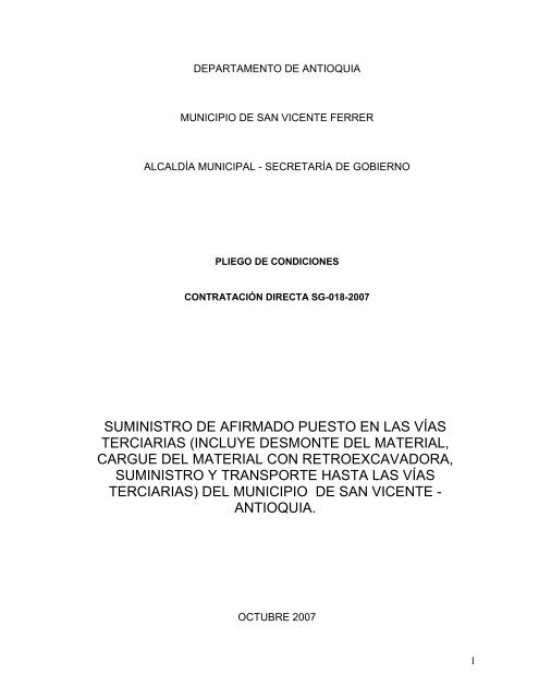 suministro de afirmado puesto en las vías terciarias (incluye ...