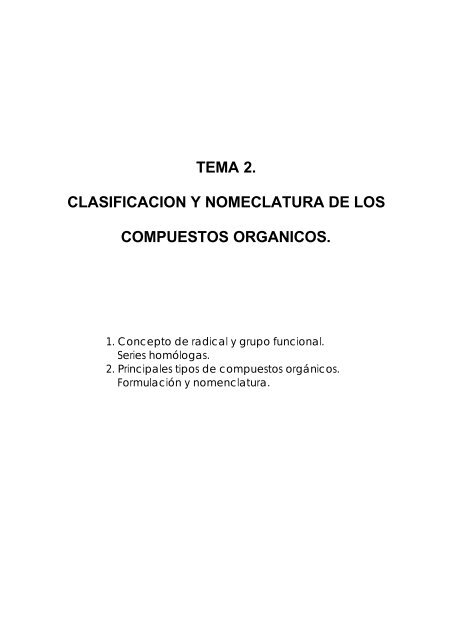 tema 2. clasificacion y nomeclatura de los compuestos organicos.