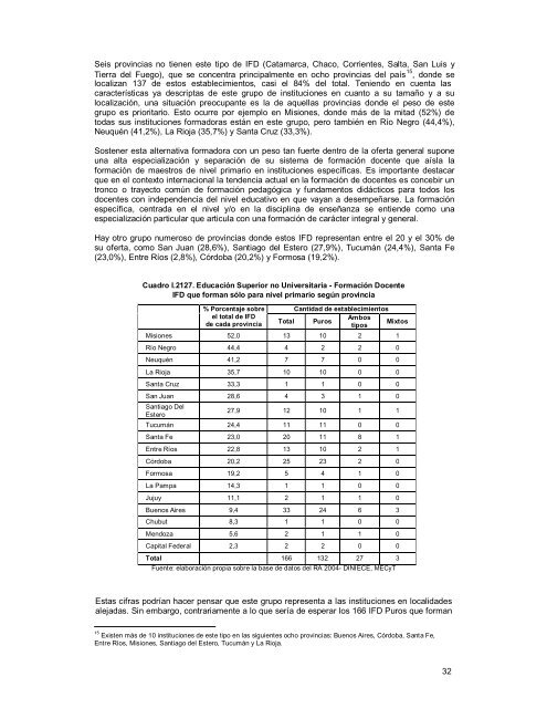 “Las instituciones terciarias de formación docente en la Argentina”