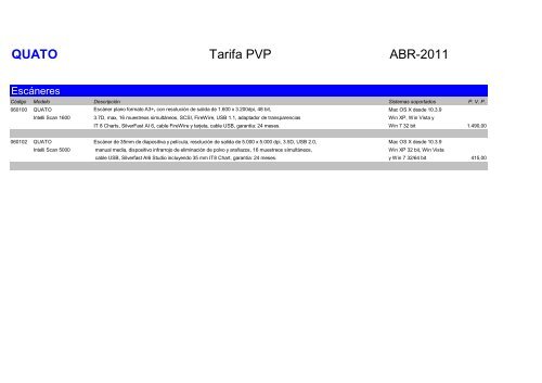 abril 2011- tarifa pvp Quato - Innovafoto.com