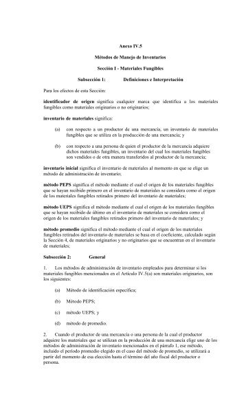 Anexo IV.5 Métodos de Manejo de Inventarios Sección I ... - SICE