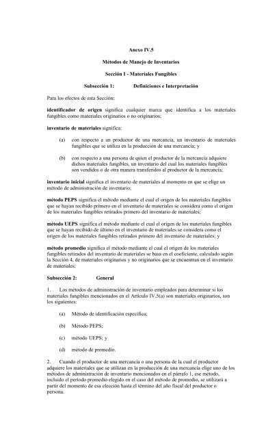 Anexo IV.5 Métodos de Manejo de Inventarios Sección I ... - SICE