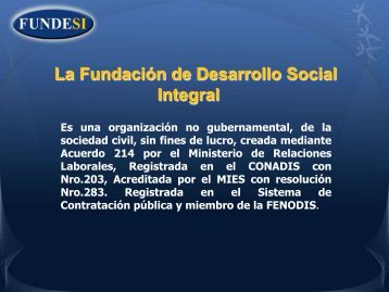 Presentación - FUNDESI Fundación de Desarrollo Social Integral
