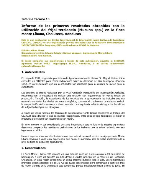 Informe de los primeros resultados obtenidos con la ... - CIDICCO