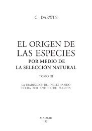 Charles Darwin, El origen de las especies, tomo III, traducción de ...