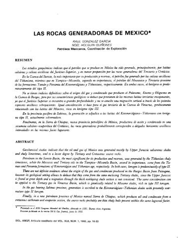 Rocas generadoras de México - UNAM