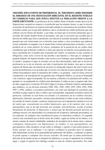 tercería excluyente de preferencia. el tercerista debe inscribir el ...